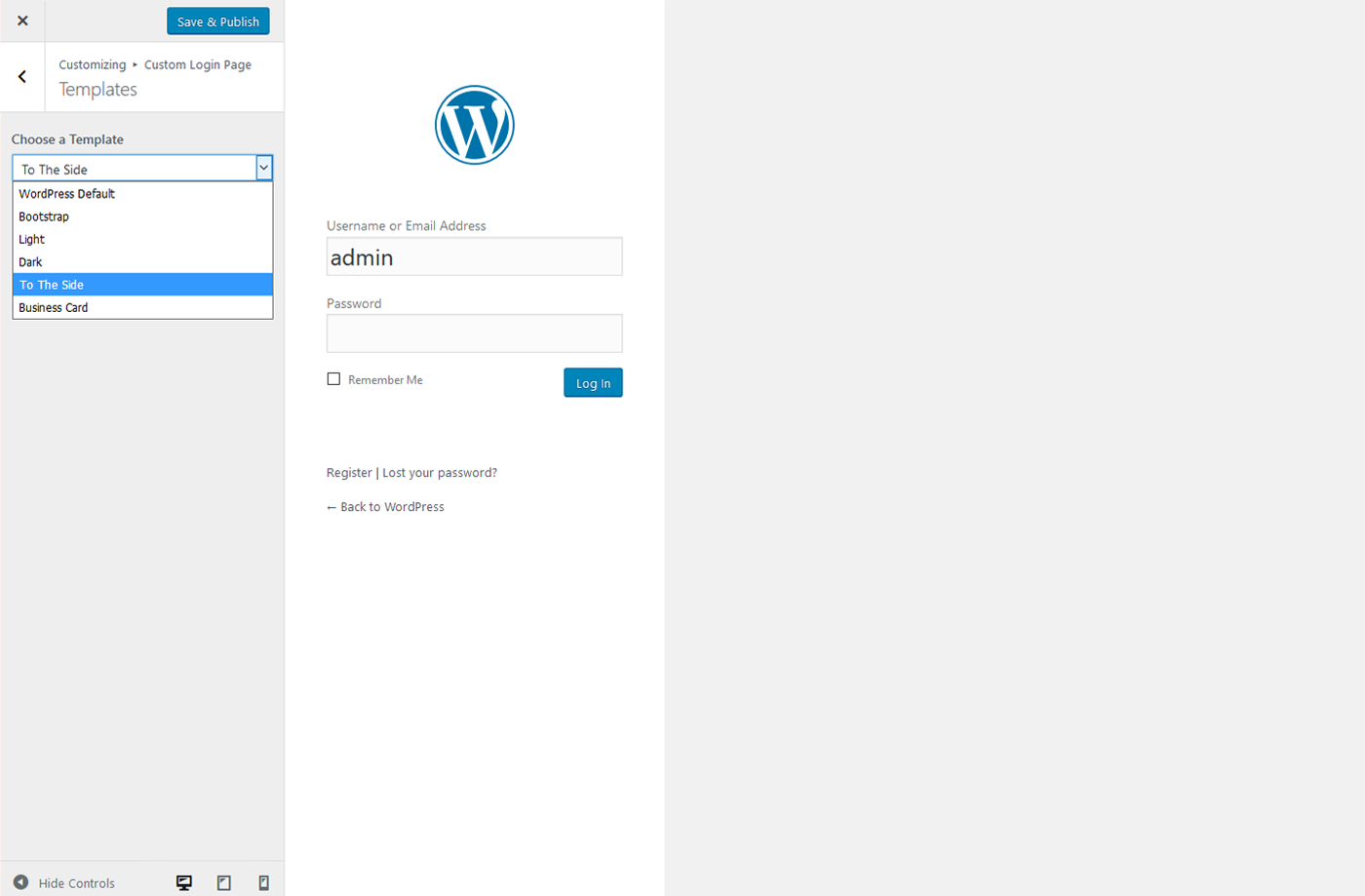 One page template wordpress